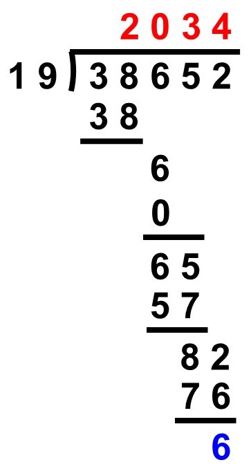 割り算の筆算の例