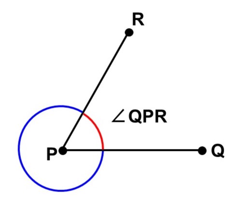 線分PQ, PRがなす2種類の角度