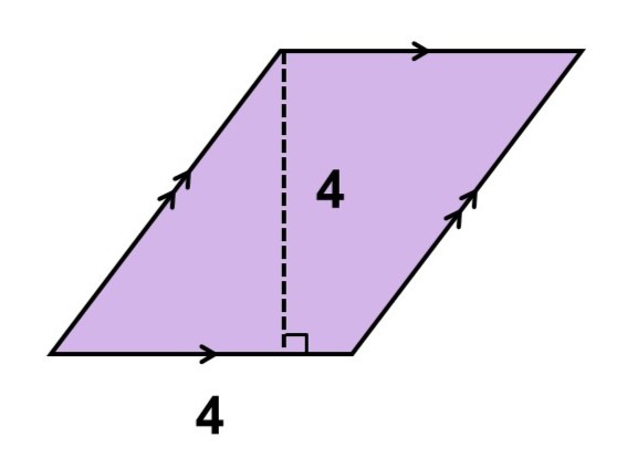底辺4、高さ4の平行四辺形