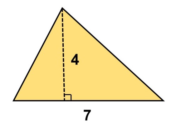 底辺7、高さ4の三角形