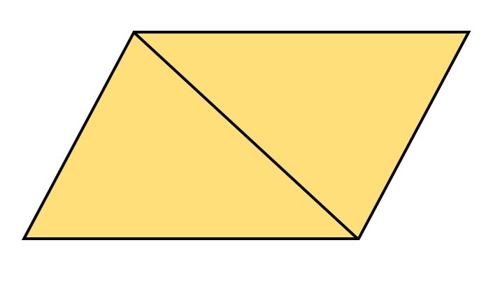 合同な2つの三角形を使って平行四辺形を作る様子