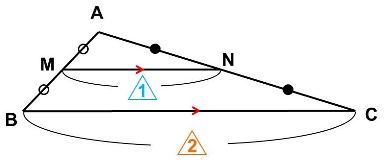 中点連結定理を表す図