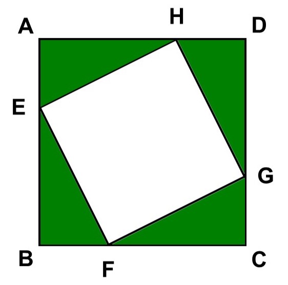正方形EFGHに隣接する合同な4つの直角三角形